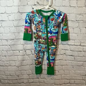 Sugar Swan Elf Pattern Bamboo Zippie Romper